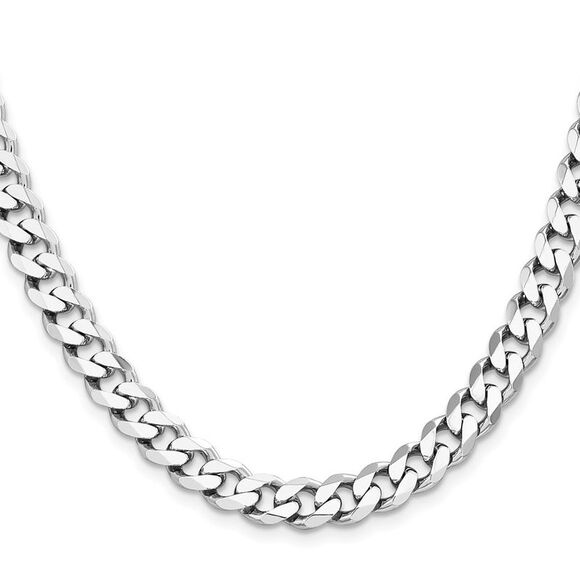 Kazi Luxury Sterling Silver Rhodium-plated 8mm Curb Chain